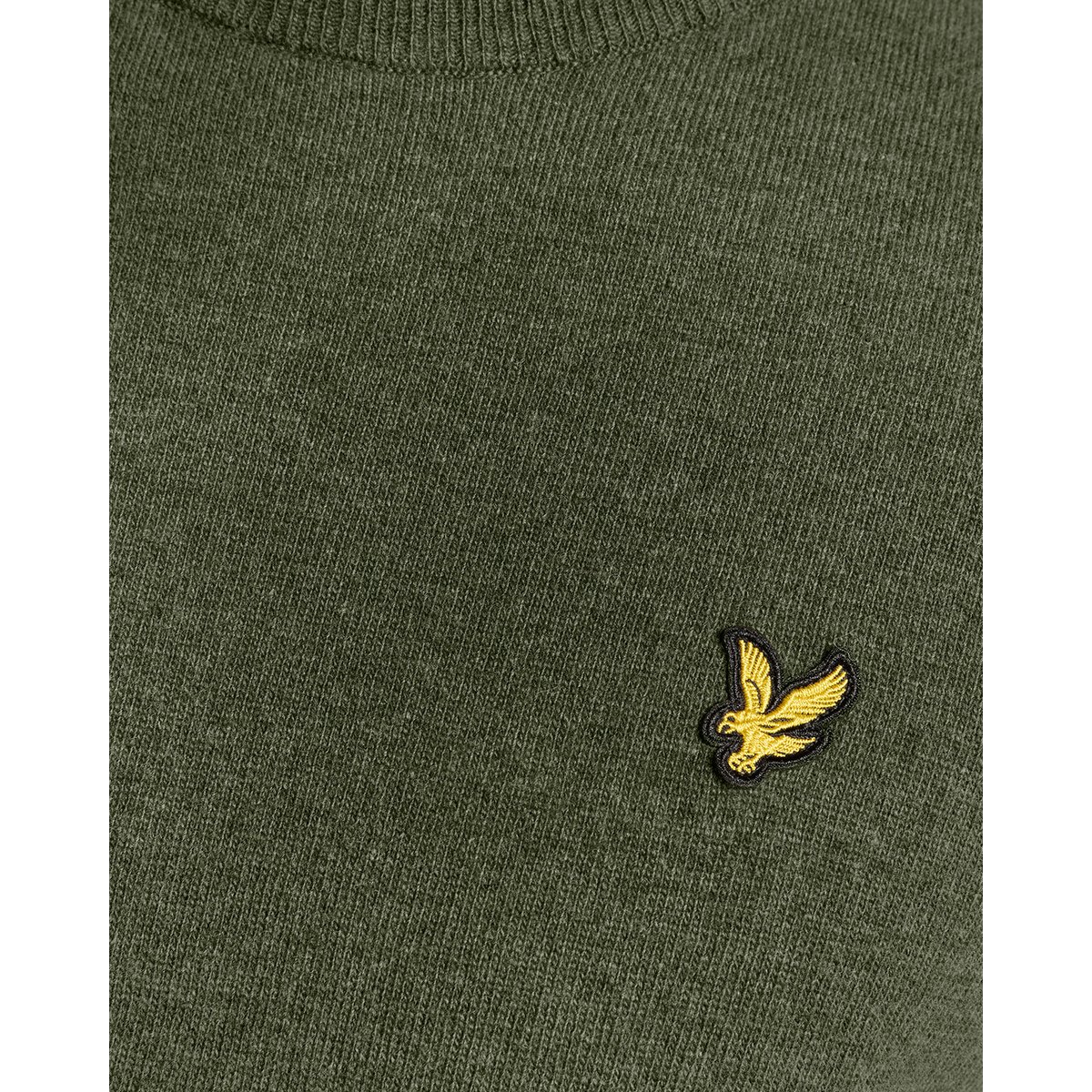Pull en mélange de laine col rond vert foncé chiné, LYLE & SCOTT