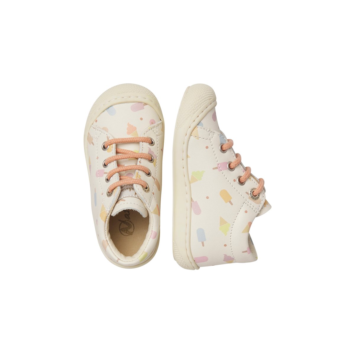 Chaussures premiers pas en cuir COCOON blanc crème-, NATURINO