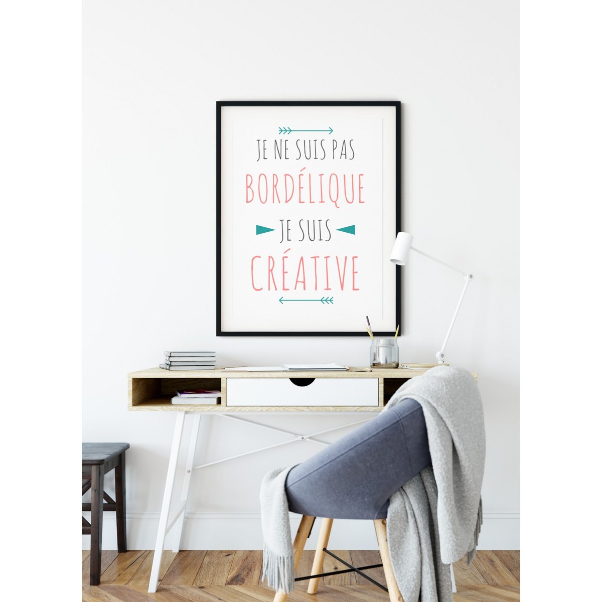 Affiche Je ne suis pas bordélique blanc, L'AFFICHERIE