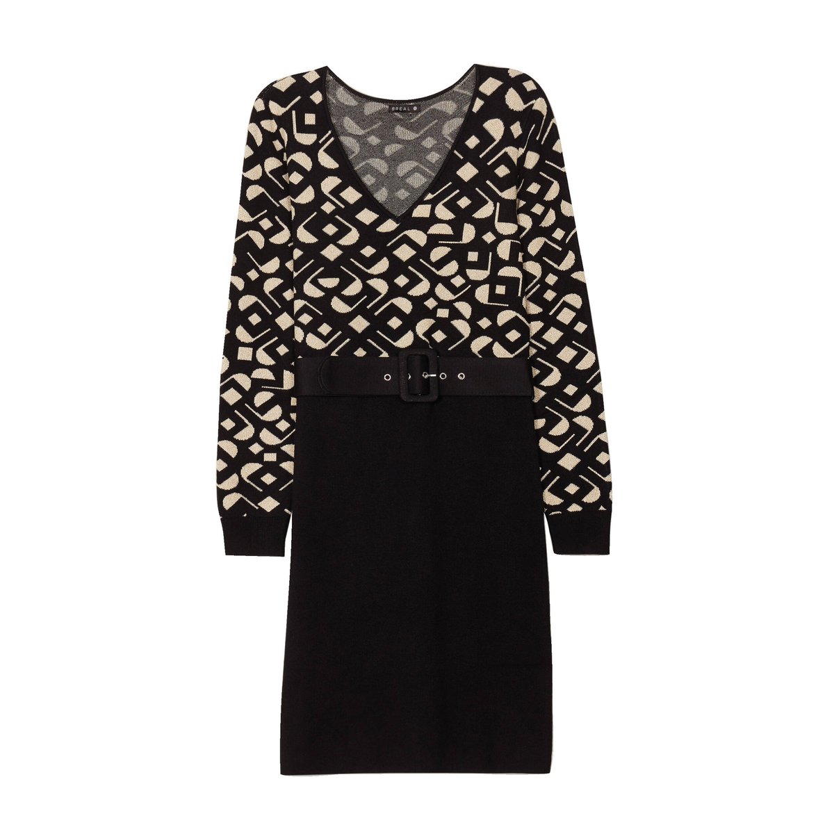 Robe tricot ajustée 2-en-1 noir, BREAL