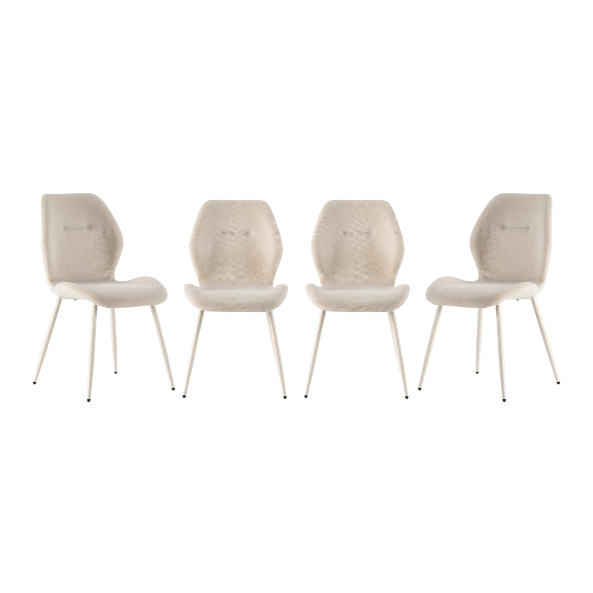 Lot de 4 chaises en tissu - ASHLEY crème, CALICOSY