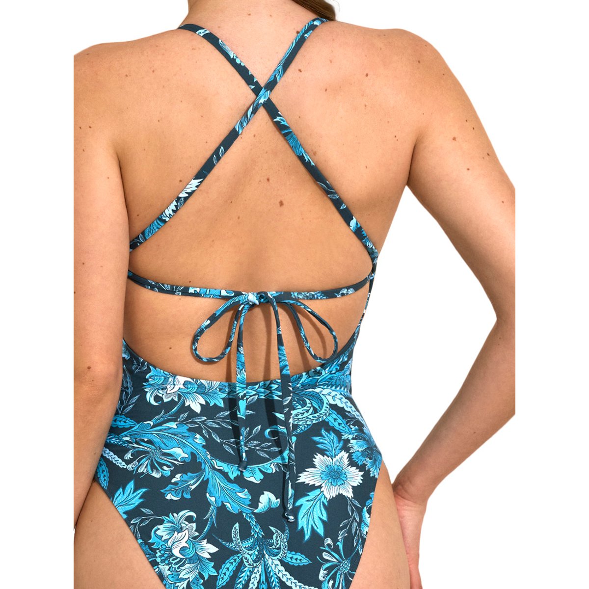 Maillot de bain une pièce triangle préformé ACANTHUS bleu, SELMARK MARE