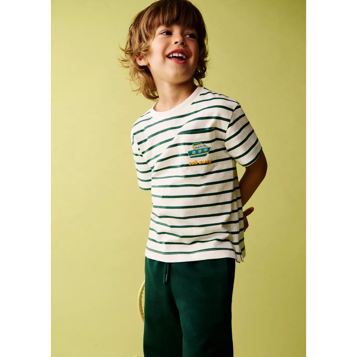 T-shirt 100 % coton rayures blanc cassé, MANGO BABY