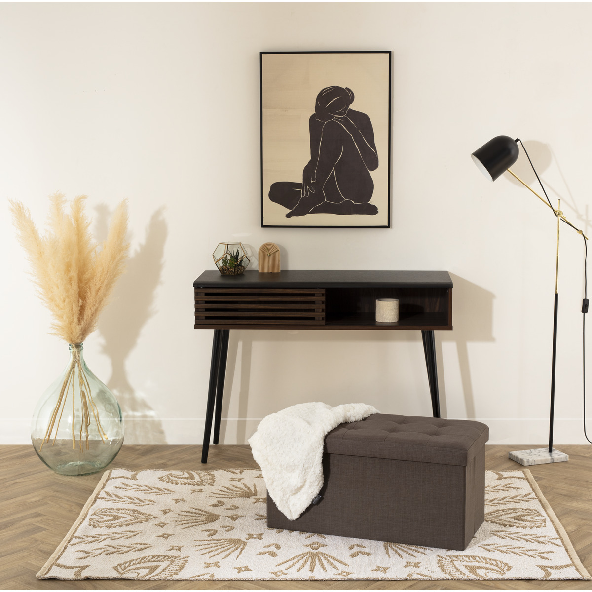 Banc coffre pliable LYSANDRE gris ardoise, ATMOSPHERA