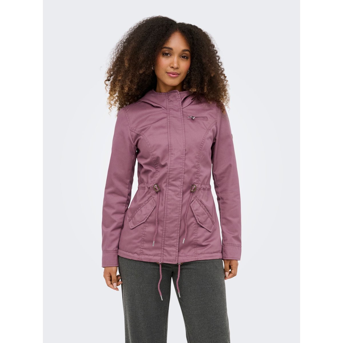 Parka mi longue, à capuche rose - rose brown, ONLY