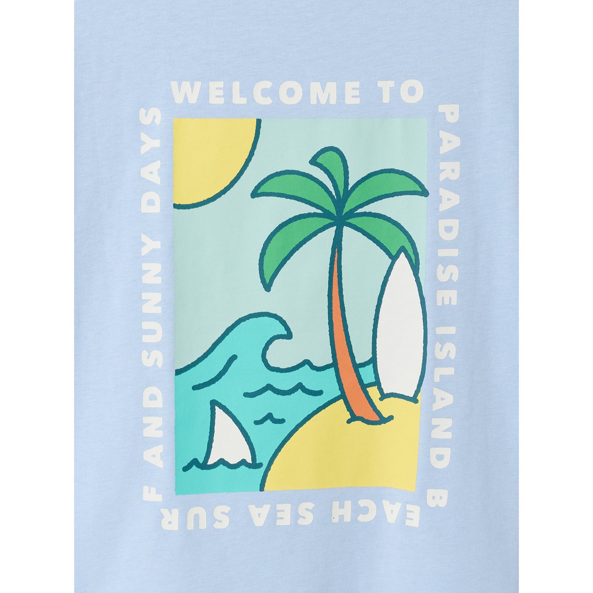 T-shirt motifs devant et dos bleu ciel, VERTBAUDET