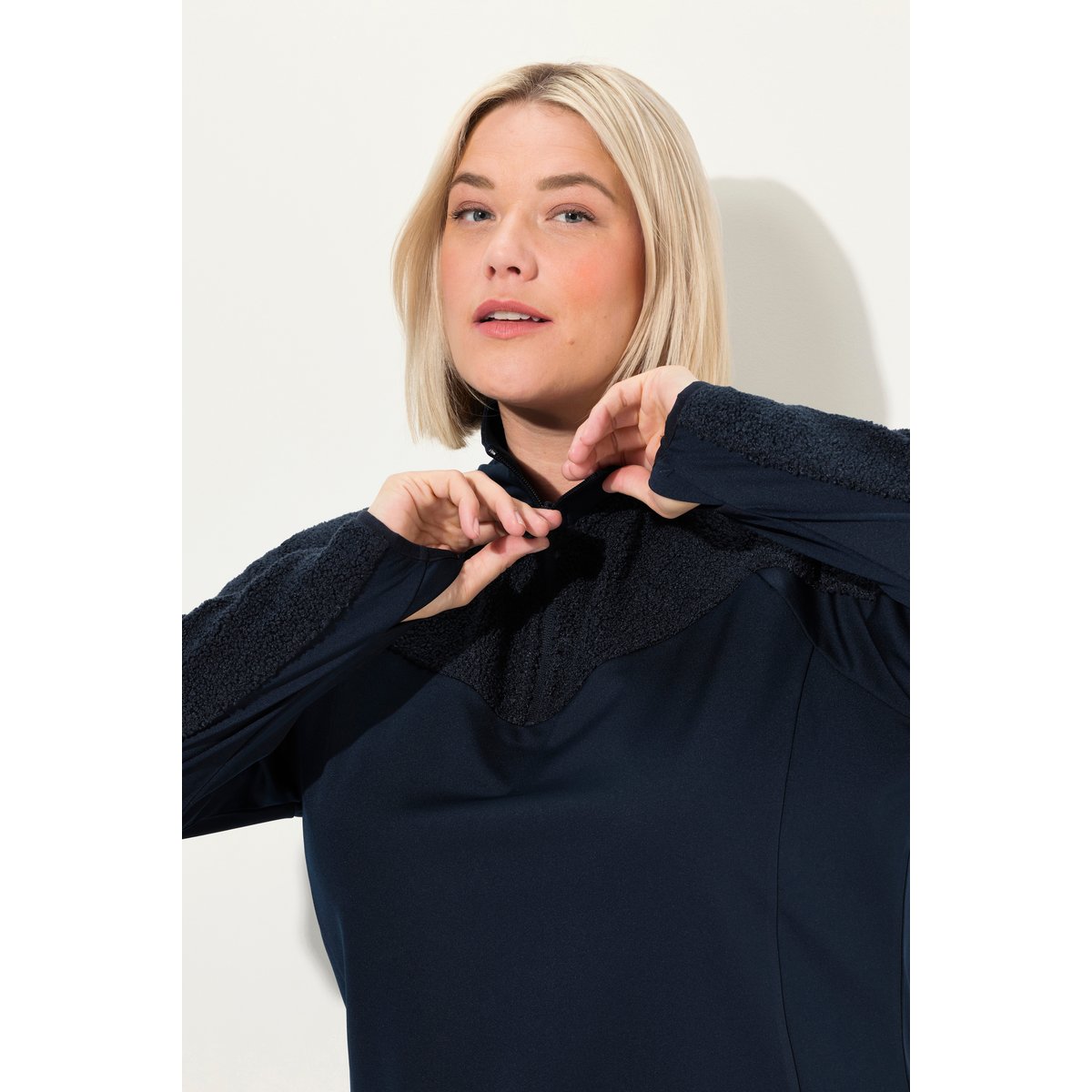 Sweat-shirt stretch à manches longues. marine, ULLA POPKEN