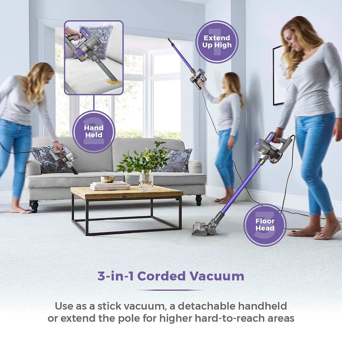 VL20 Pets Corded Stick Vacuum - T513006PETS blue, TOWER
