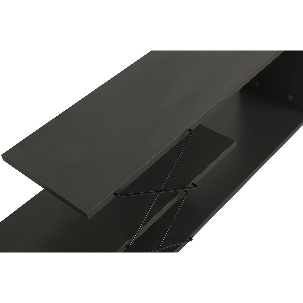 Meuble TV 3 niveaux design industriel MATHIS gris foncé, TOILINUX