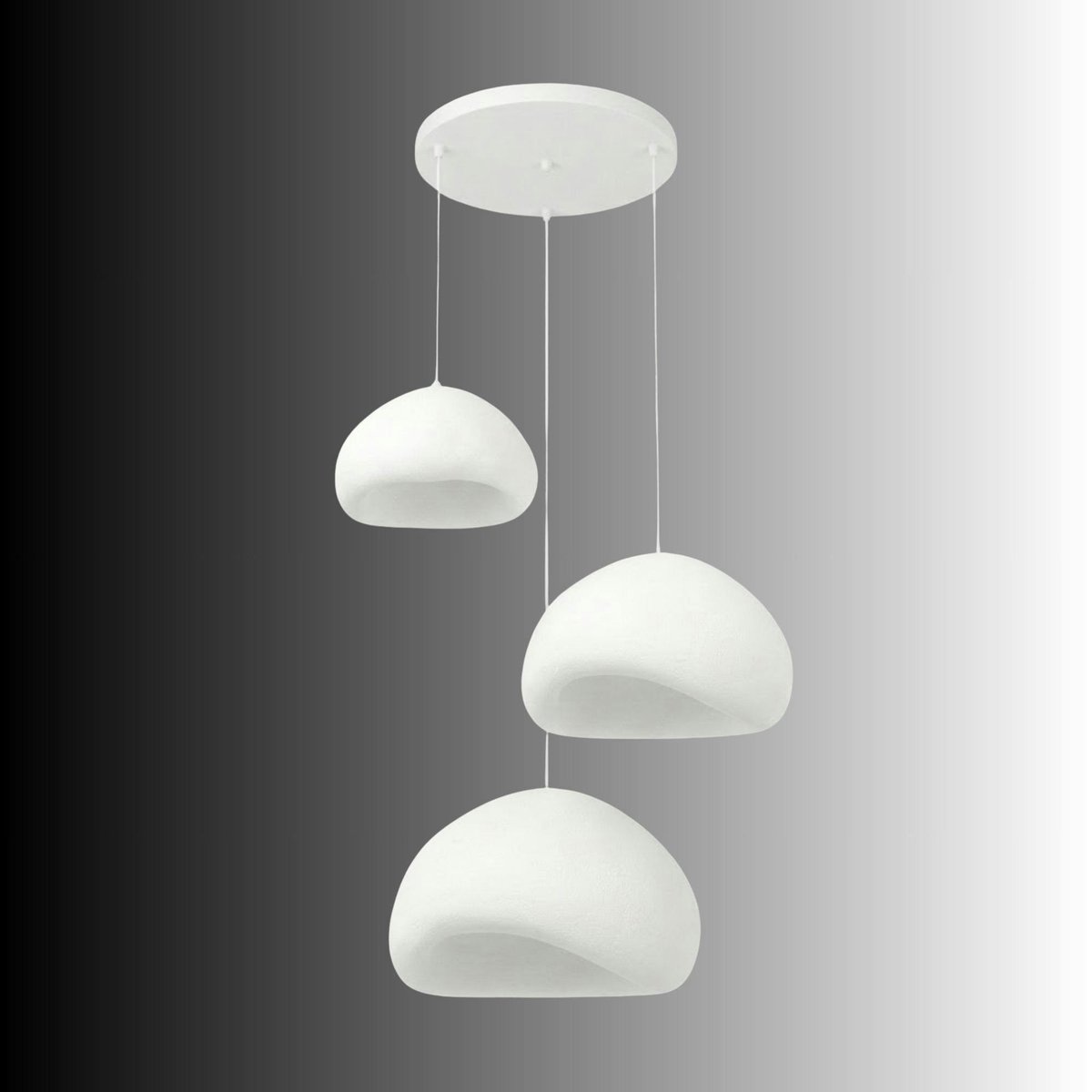 Suspension blanche design organique 3 abat-jour NOXIS blanc, PIER IMPORT
