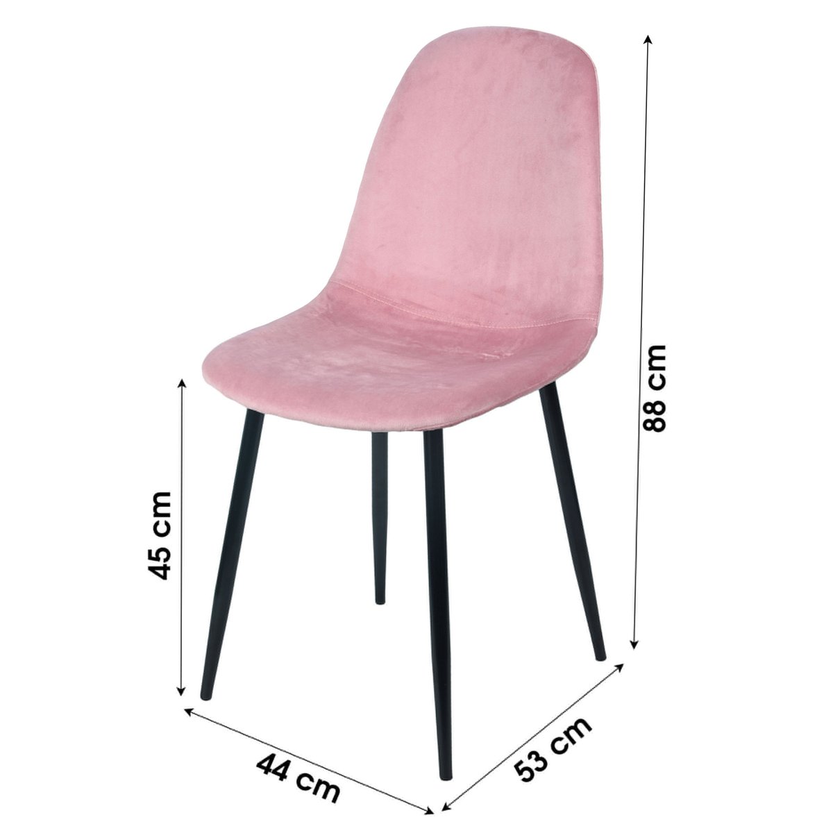 Chaise en velours rose pieds en métal noir - 44x53x88cm rose, WADIGA