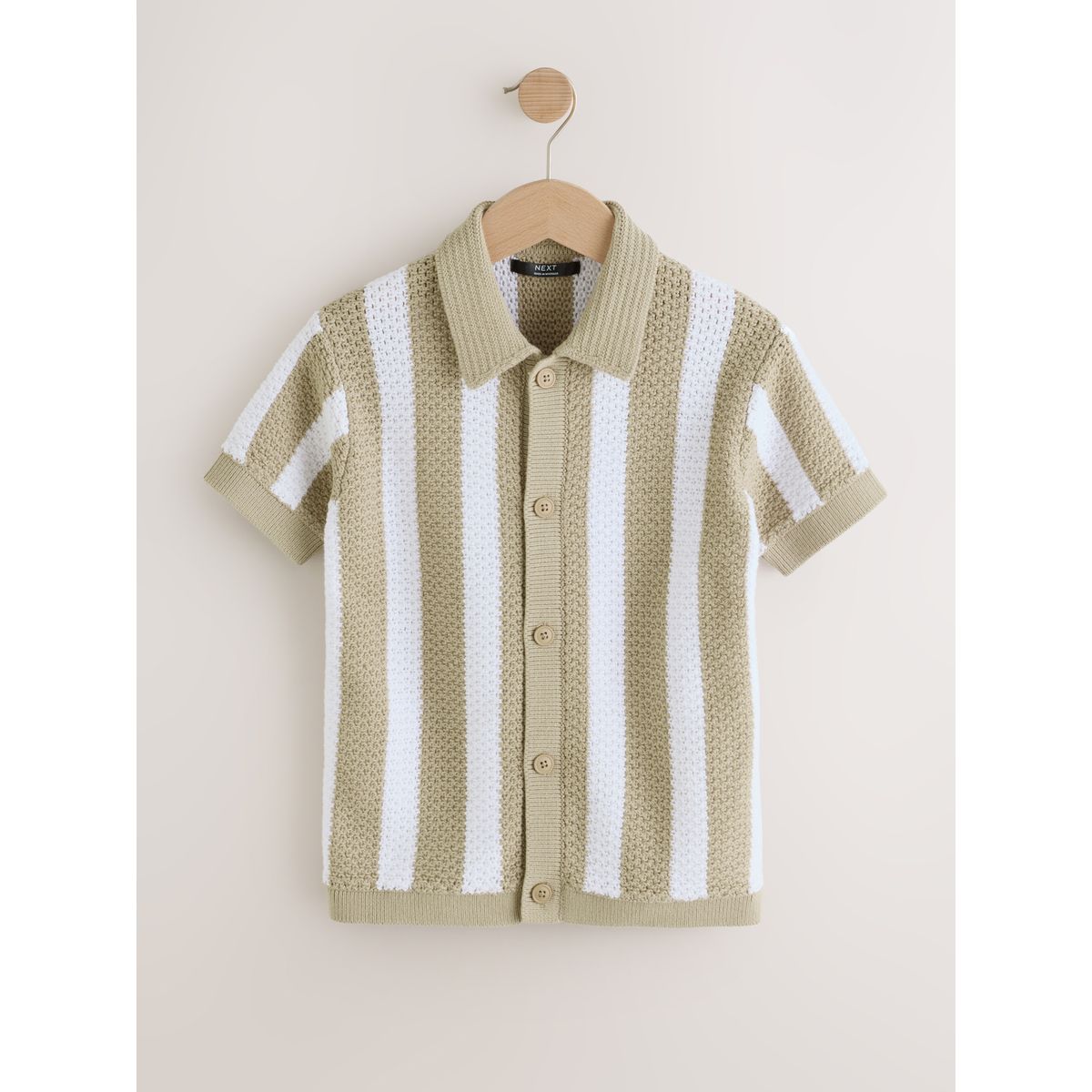 Polo en maille à rayures naturel, NEXT
