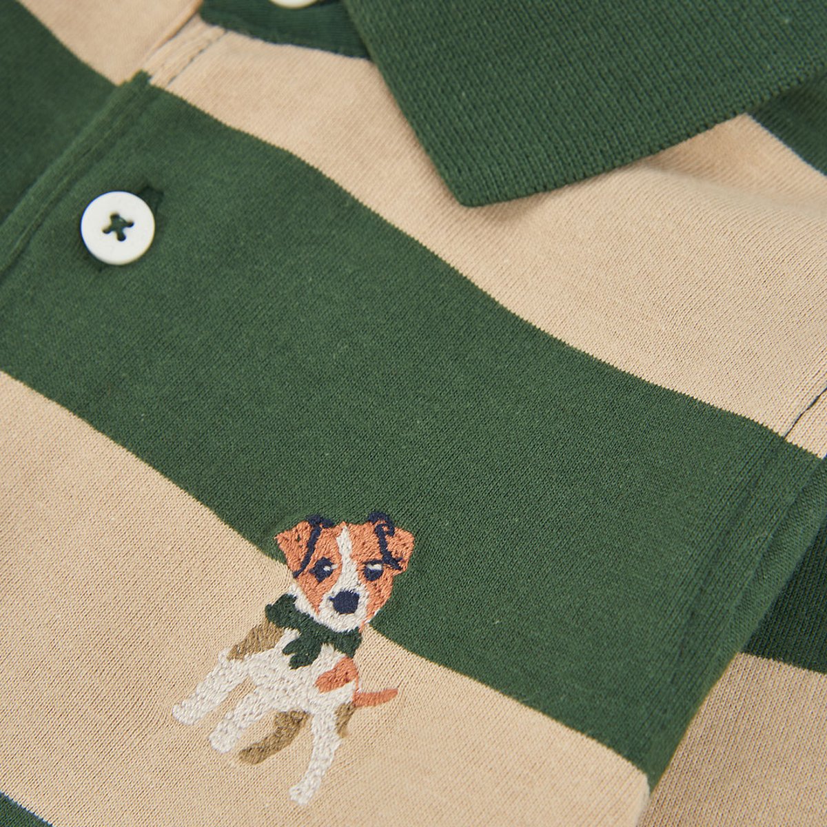 Polo garçon en maille rayé brodé chien multicolore, BOBOLI