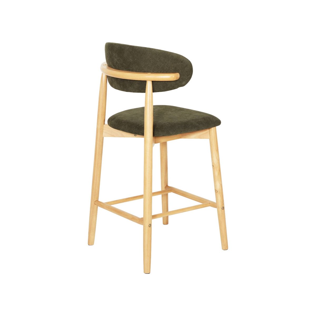 Tabouret de bar bois d'hévéa naturel et tissu chenille (lot de 2) PAOLA naturel, SWEEEK