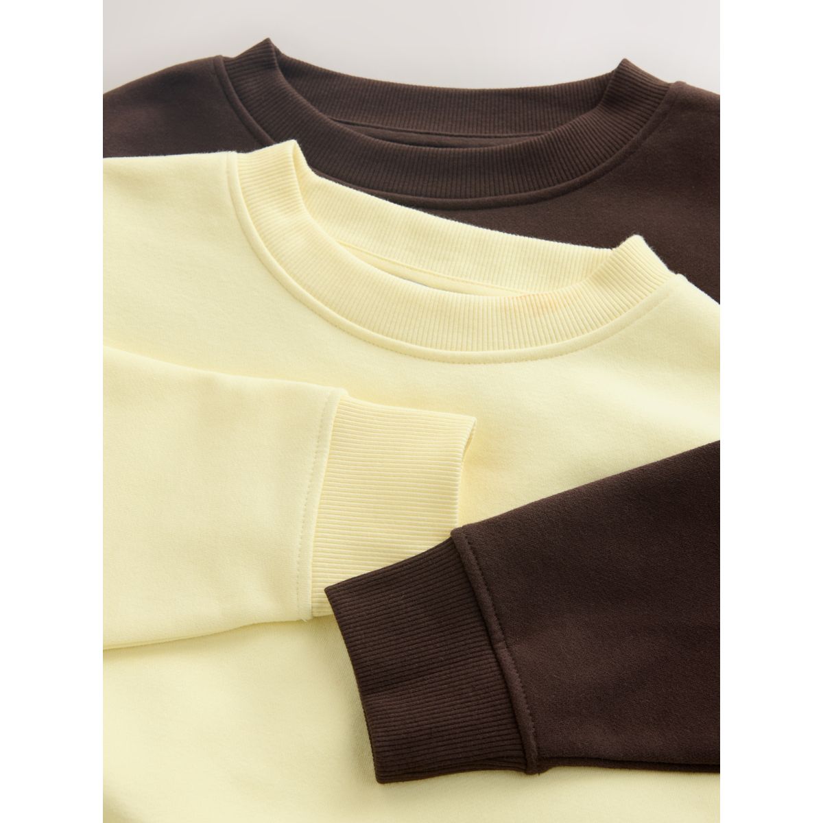 Sweat ras du cou basique ultra doux, lot de 2 brun chocolat/jaune beurre, NEXT