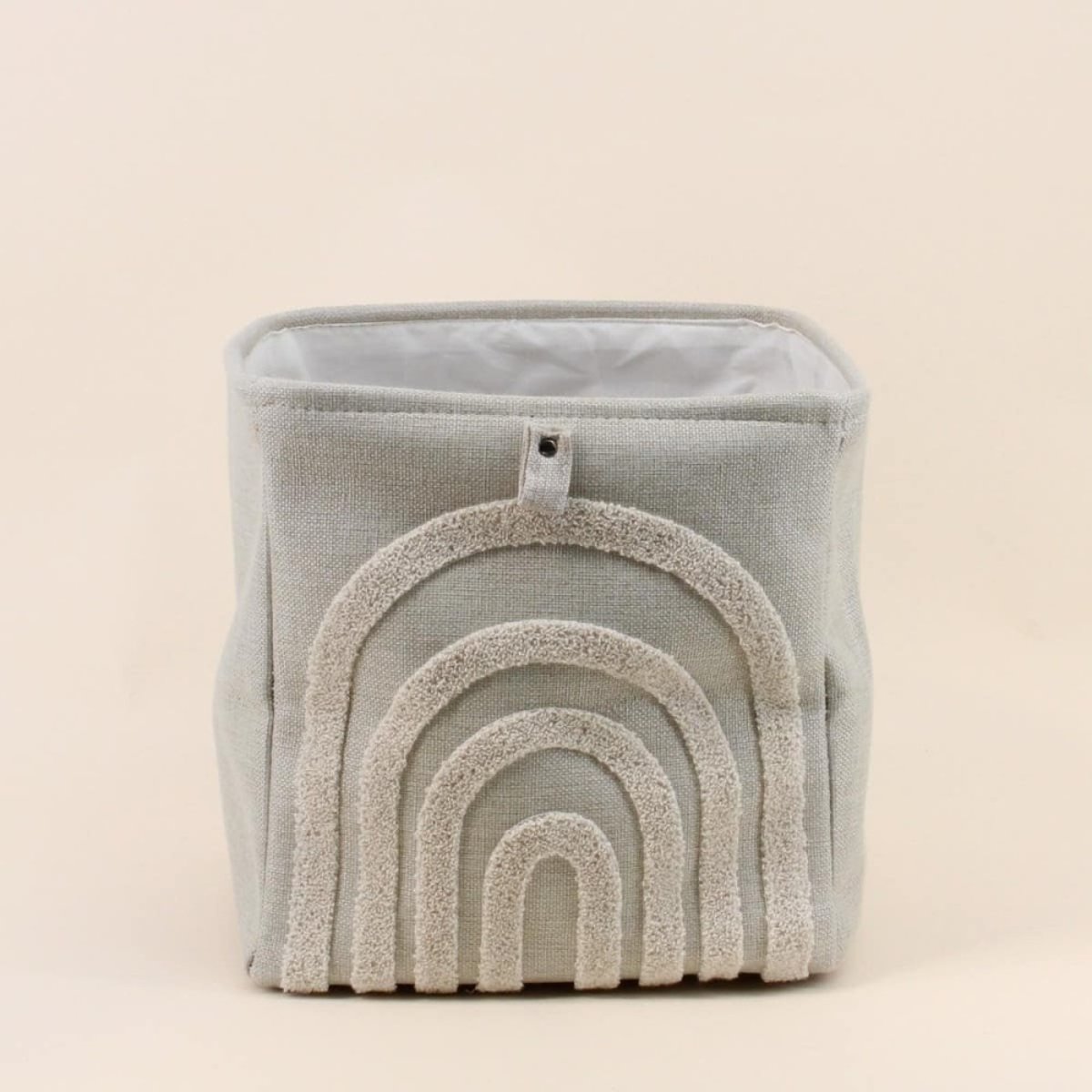 Cube de rangement tissu reliefs 31x31cm beige, ORNAMI
