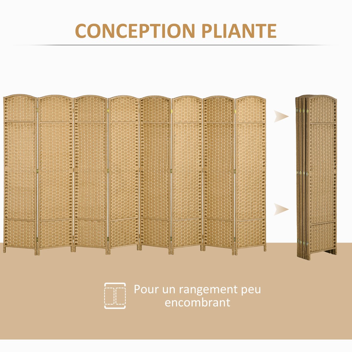 Cloison de séparation Bois de pin Bois beige, HOMCOM