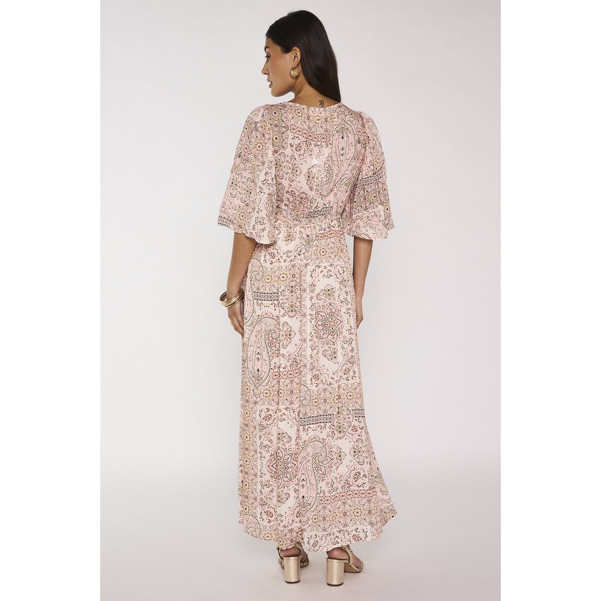 Robe fluide imprimée à manches longues PERLA bois de rose, Maison 123