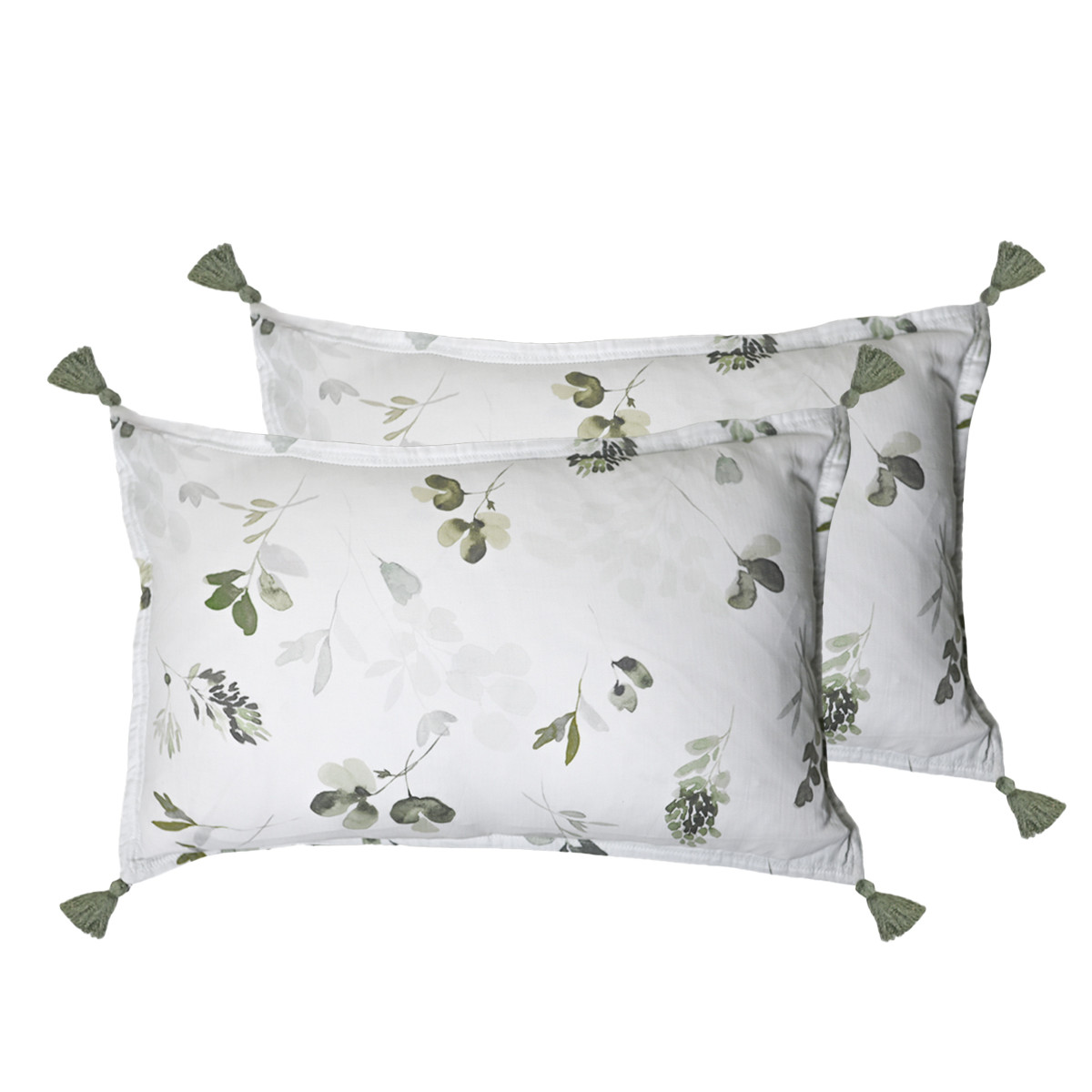 Lot de 2 housses de coussin gaze de coton LOLA LOFT lichen, SENSEI MAISON