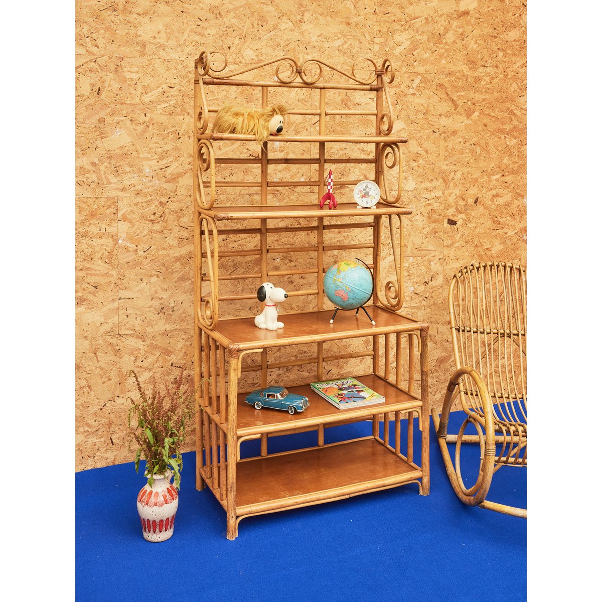 Grande étagère en rotin Gaëlle N°897 - Bon état bois clair, DEBONGOUT