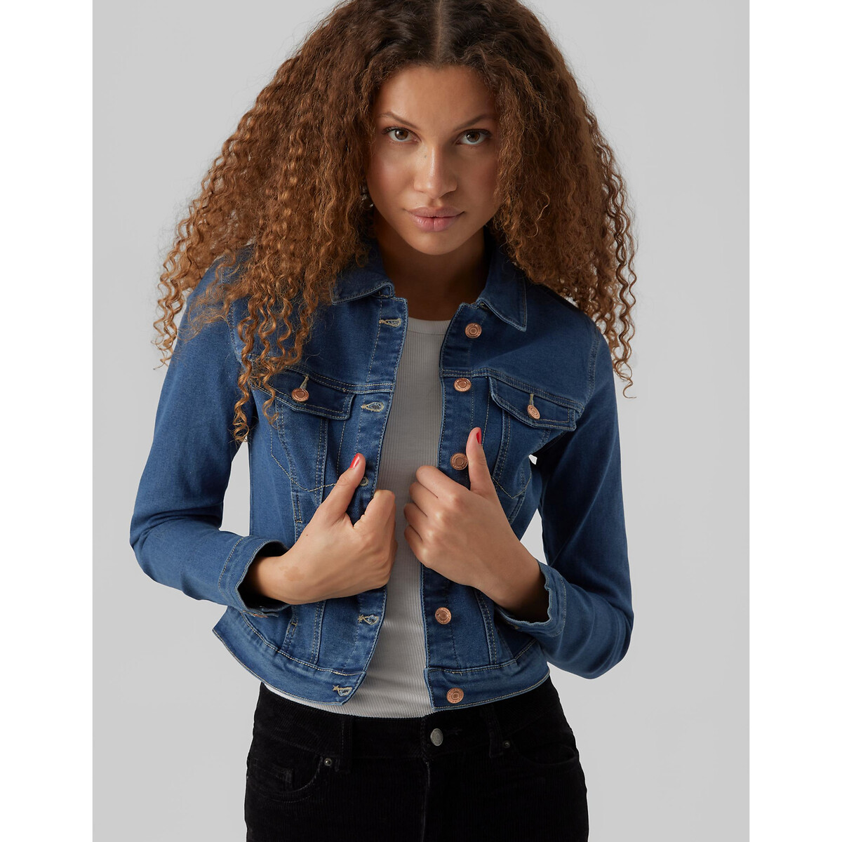 Giacca corta in denim medium blue, VERO MODA