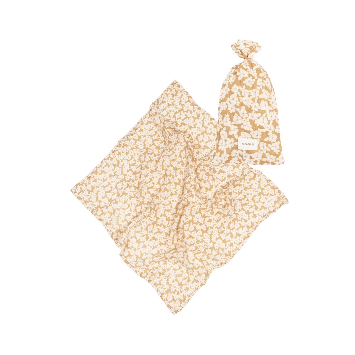 Lange en double gaze de coton lavé WABI-SABI marron doré sakura, NOBODINOZ