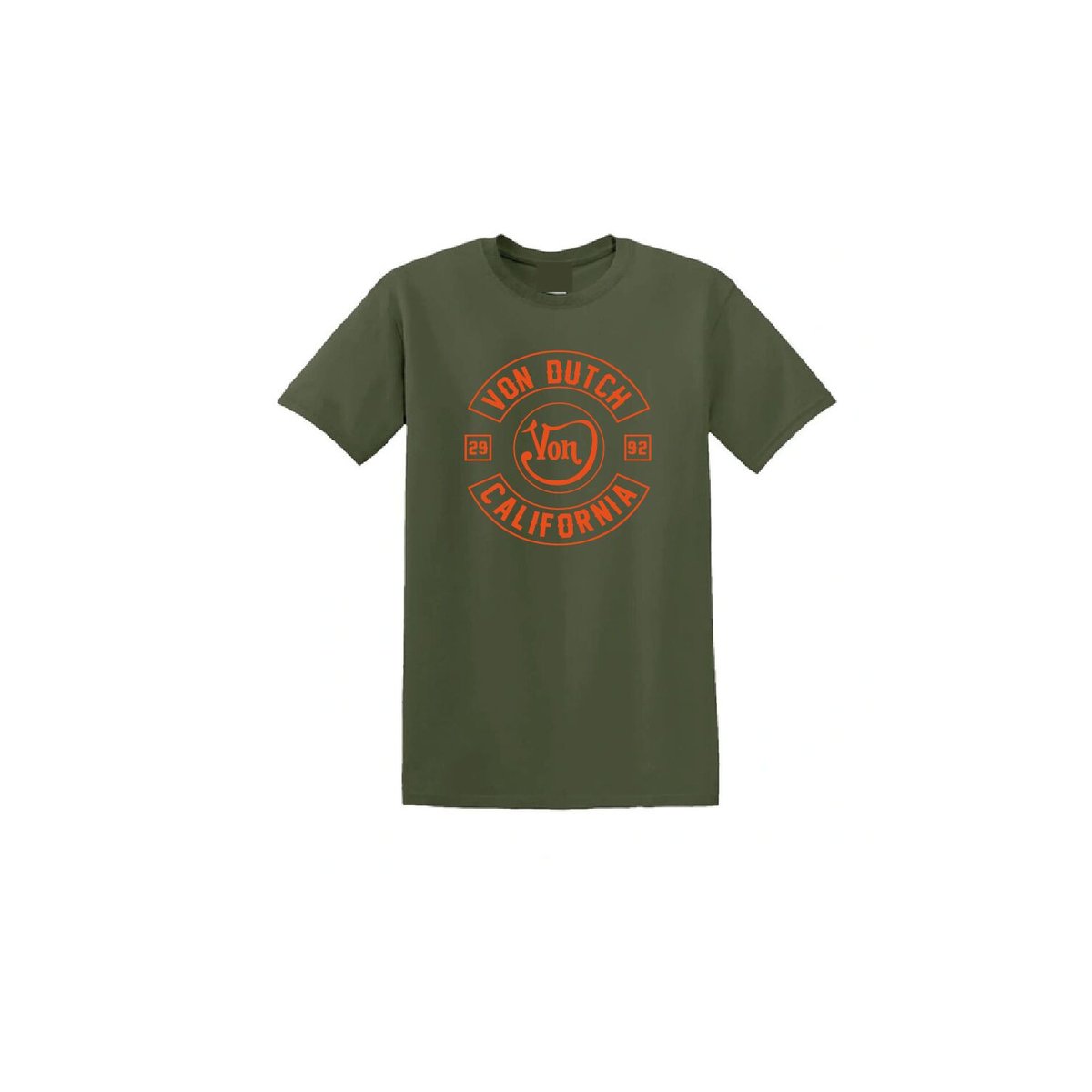 Tee shirt coton LOG kaki/orange, VON DUTCH