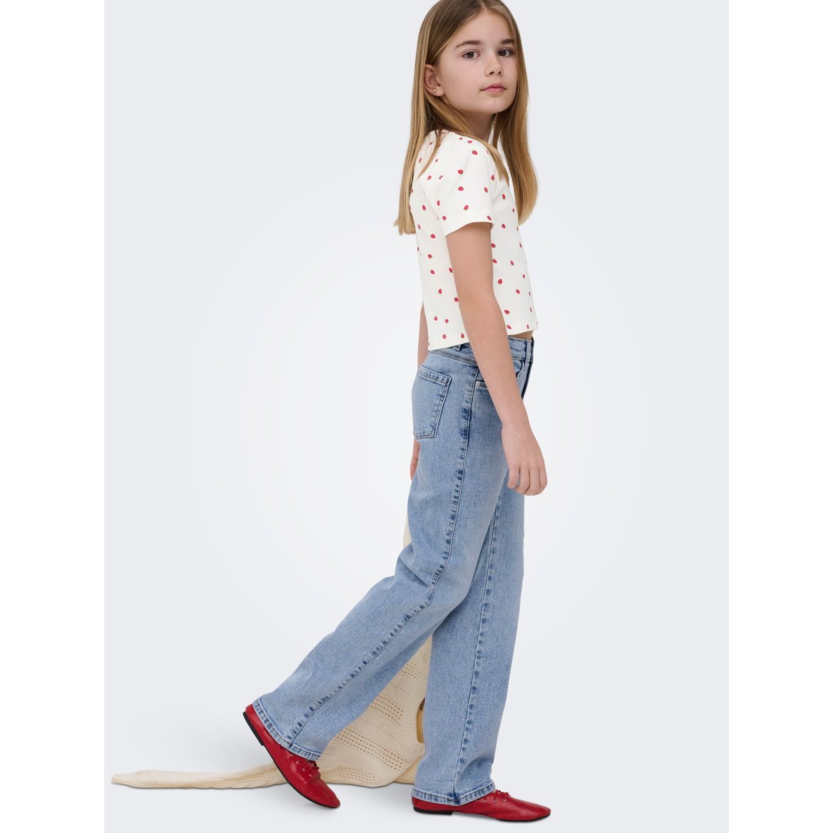 Jean À Jambe Large light blue denim 1, KIDS ONLY