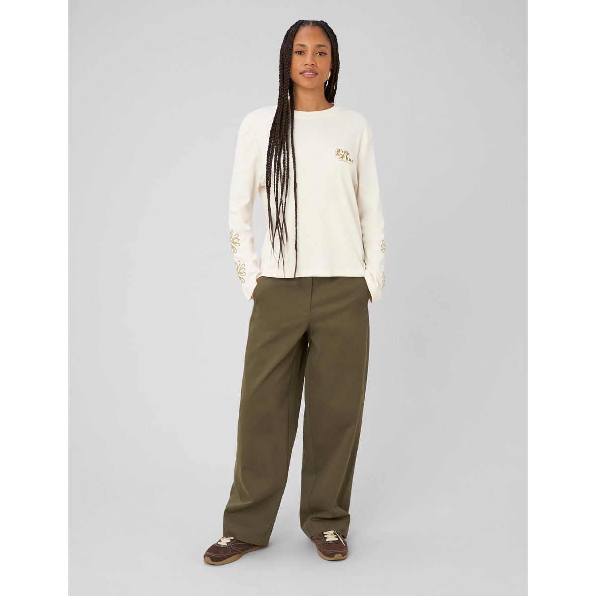 Pantalon chino balloon vert kaki, BZB