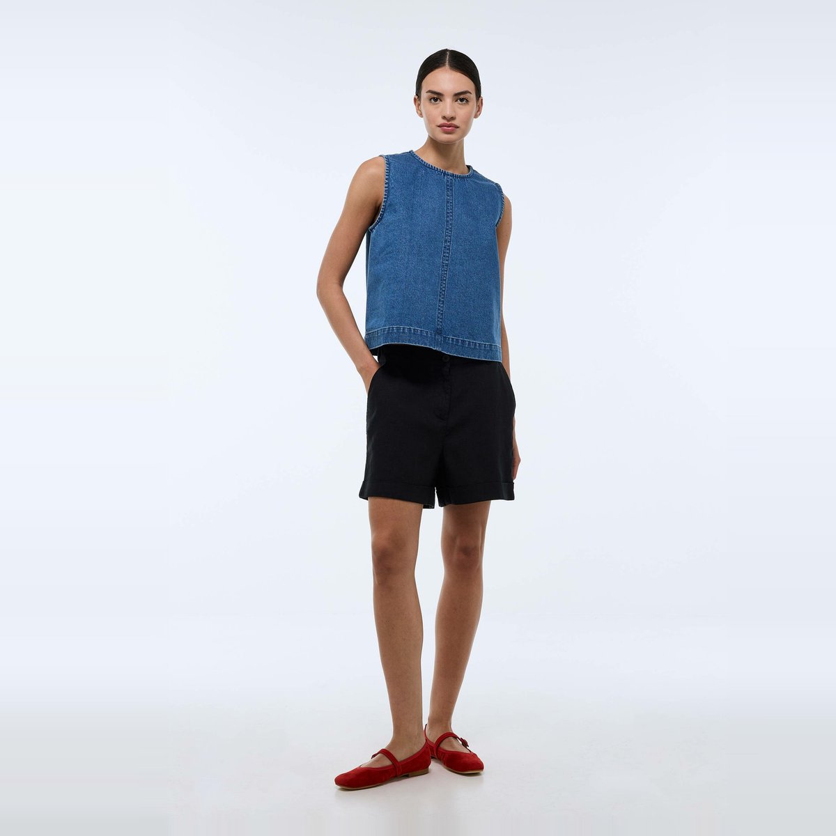 Short en lin noir, MONOPRIX