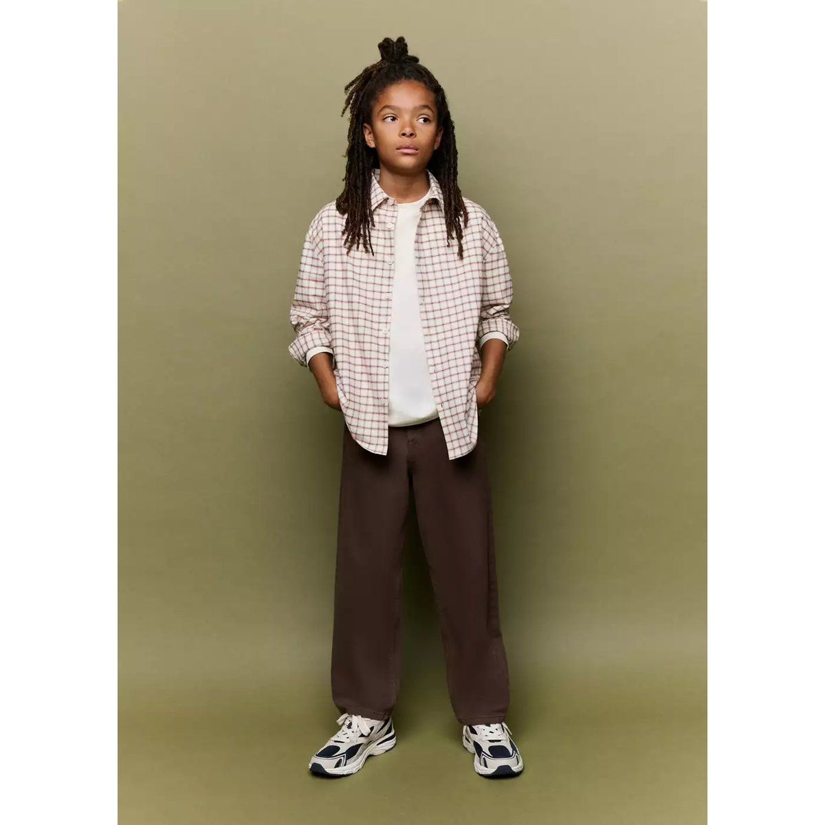 Chemise flanelle à carreaux écru, MANGO KIDS