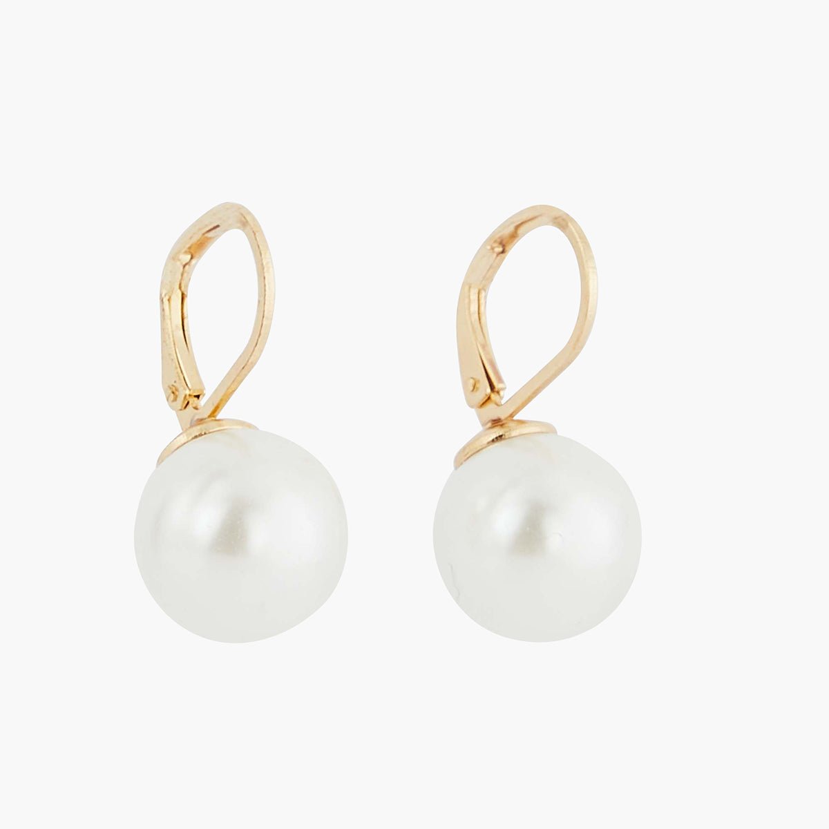 Boucles d'oreilles petites dormeuses perle de verre 12mm blanc, BALABOOSTE