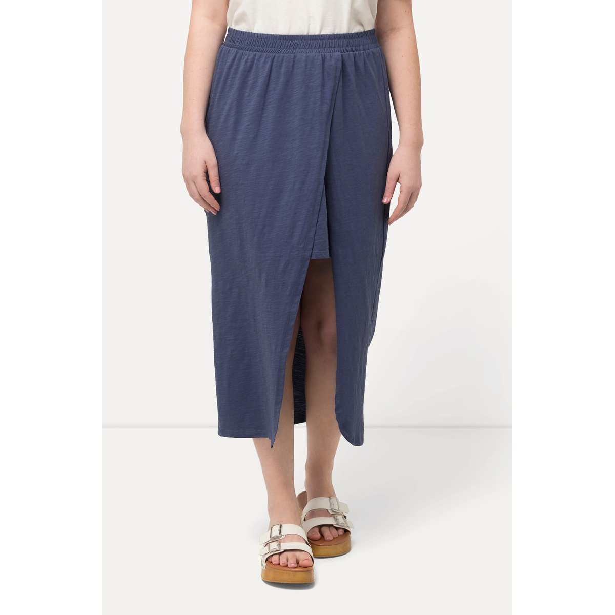 Jupe doublée en jersey de coton bio bleu encre, ULLA POPKEN