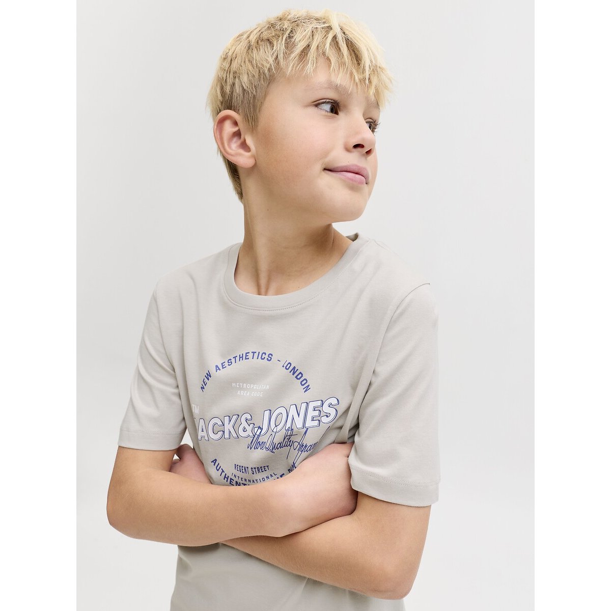 Printed Short Sleeve T-Shirt beige, JACK & JONES JUNIOR