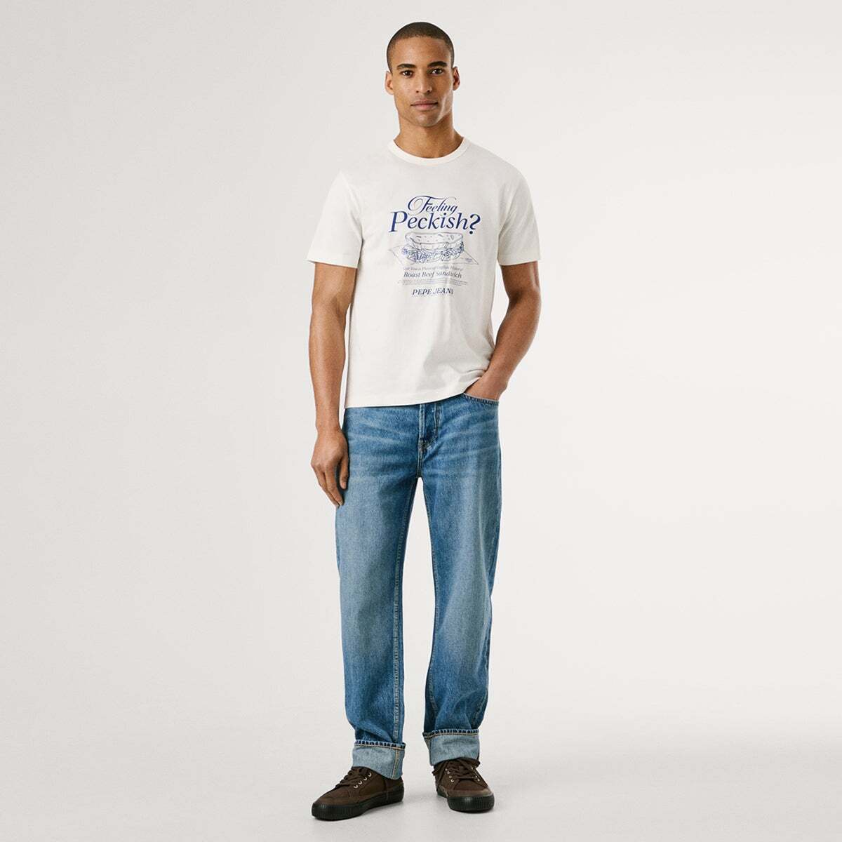 T-Shirt Coupe Regular Avec Imprimé blanc cassé, PEPE JEANS