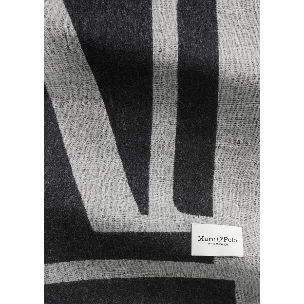 Écharpe jacquard en mélange de laine vierge et de viscose noir, MARC O'POLO