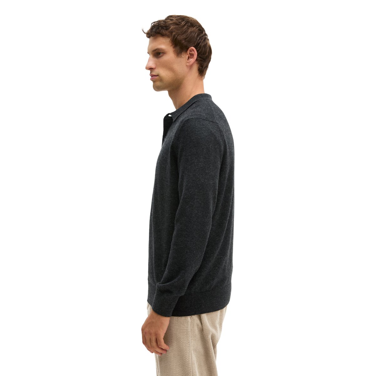 Polo en maille, coupe classique en mélange doux de coton biologique et de laine vierge gris, MARC O'POLO