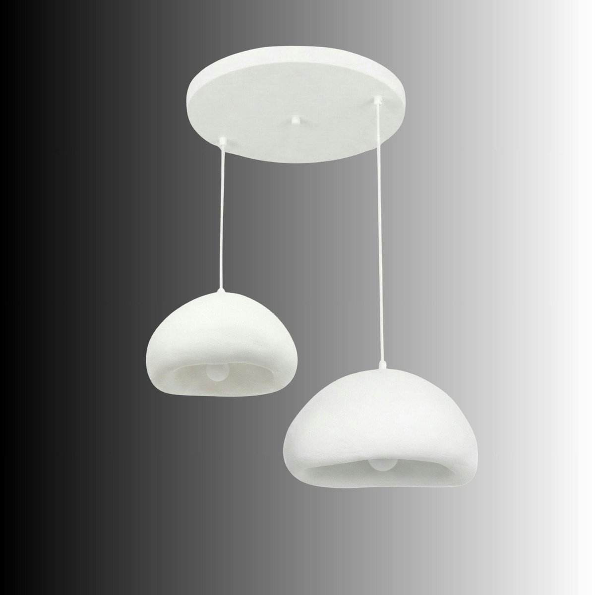Suspension blanche design wabi-sabi 2 abat-jour NOXIS blanc, PIER IMPORT