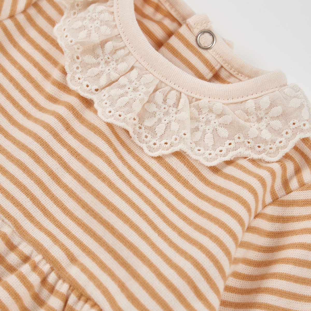 Robe bébé en maille rayée avec col en dentelle multicolore, BOBOLI
