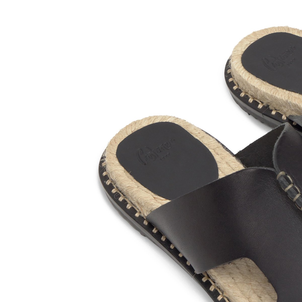 Sandales plates mules en cuir à bride H PITI noir, CASTANER