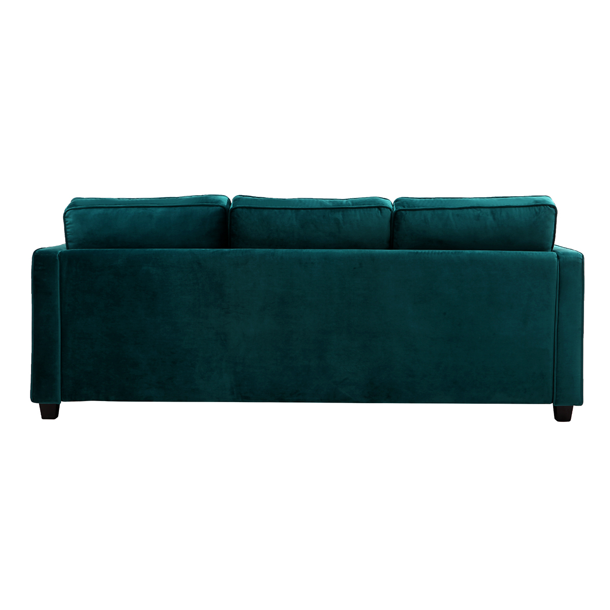 Canapé design 3 places en tissu velours bleu pétrole et bois noir BROOKLYN bleu canard, MILIBOO