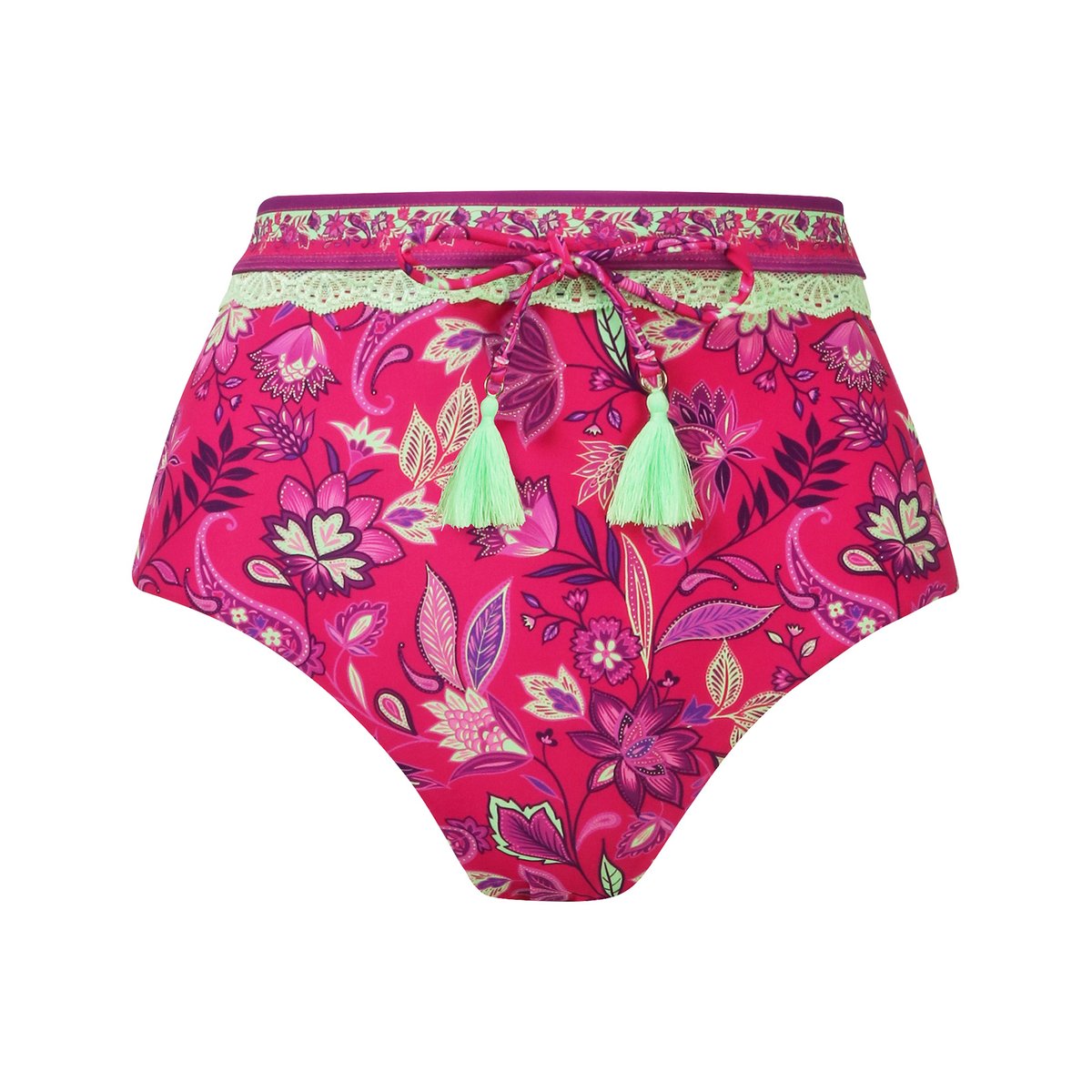 Slip De Bain Froncé À Bordures En Dentelle Néon Tropical BORA BORA rose multicolore, JOE BROWNS