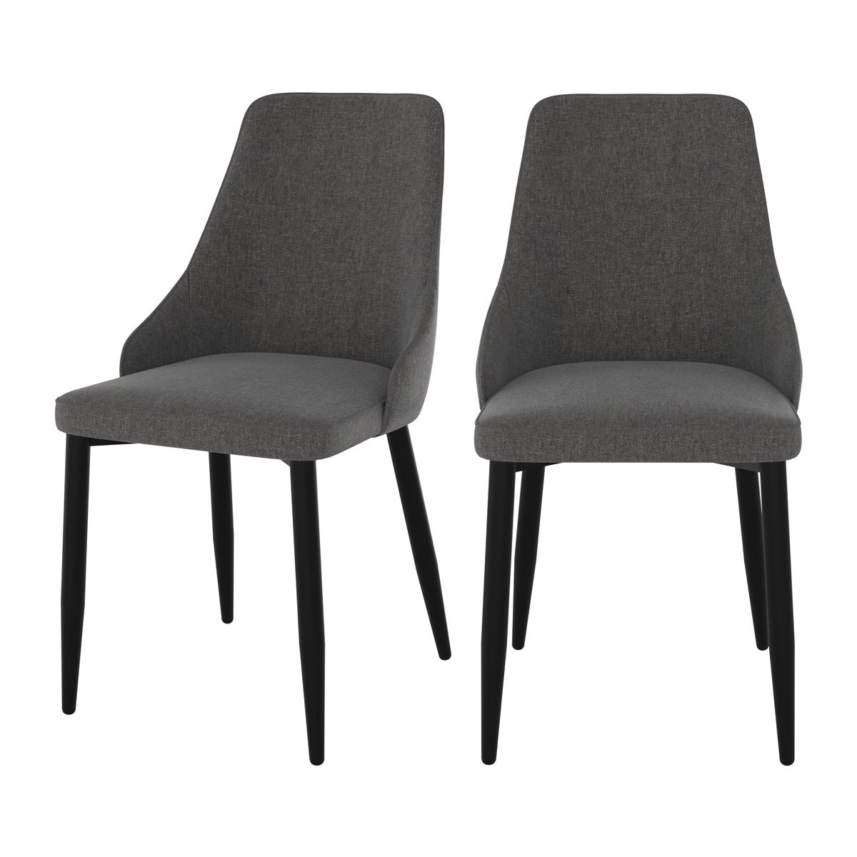 Lot de 2 chaises en tissu et pieds en métal - PIPO gris foncé, MAISON PAVANE