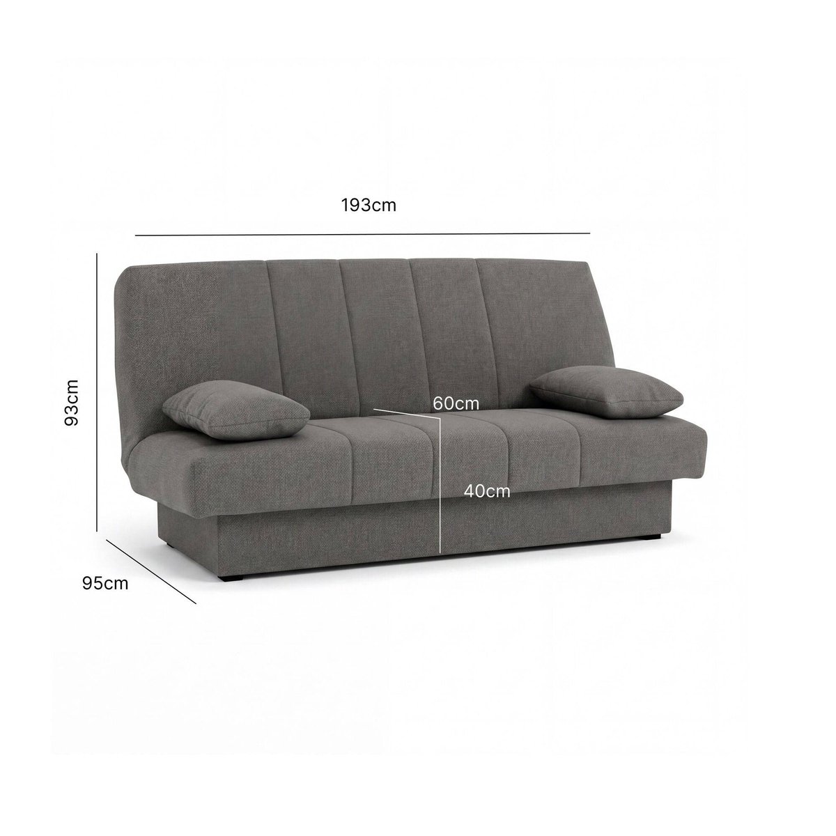 Canapé clic clac tissu - CANELLE gris, CAMIF