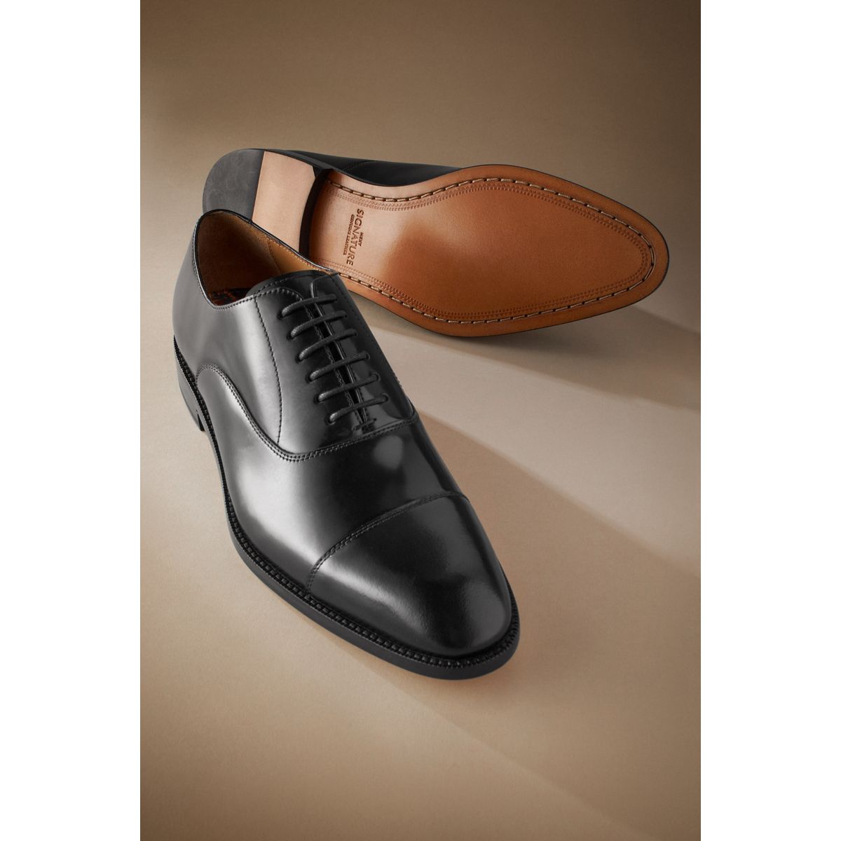 Chaussures oxford en cuir signature noir, NEXT