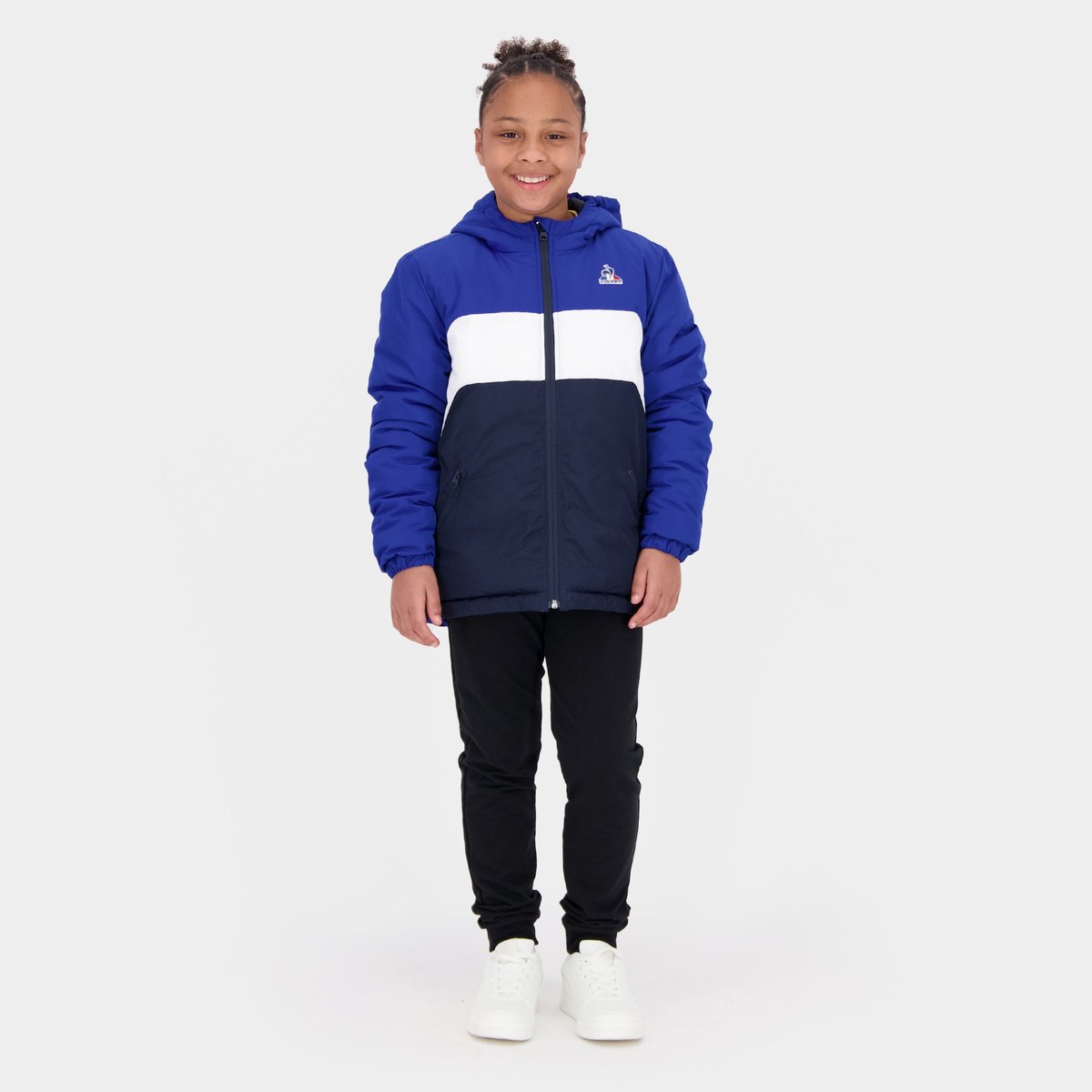 Doudoune à capuche déperlante Essentiel tricolore bleu electro/now/sky captain, LE COQ SPORTIF