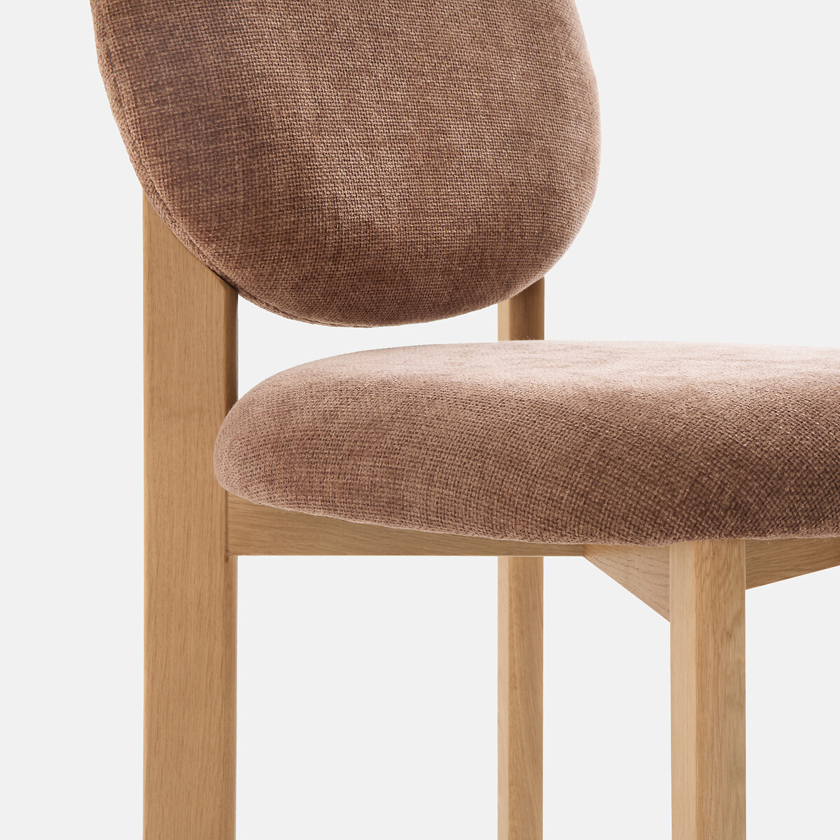 Chaise forme organique, en chêne massif et tissu texturé, ORGA caramel, LA REDOUTE INTERIEURS