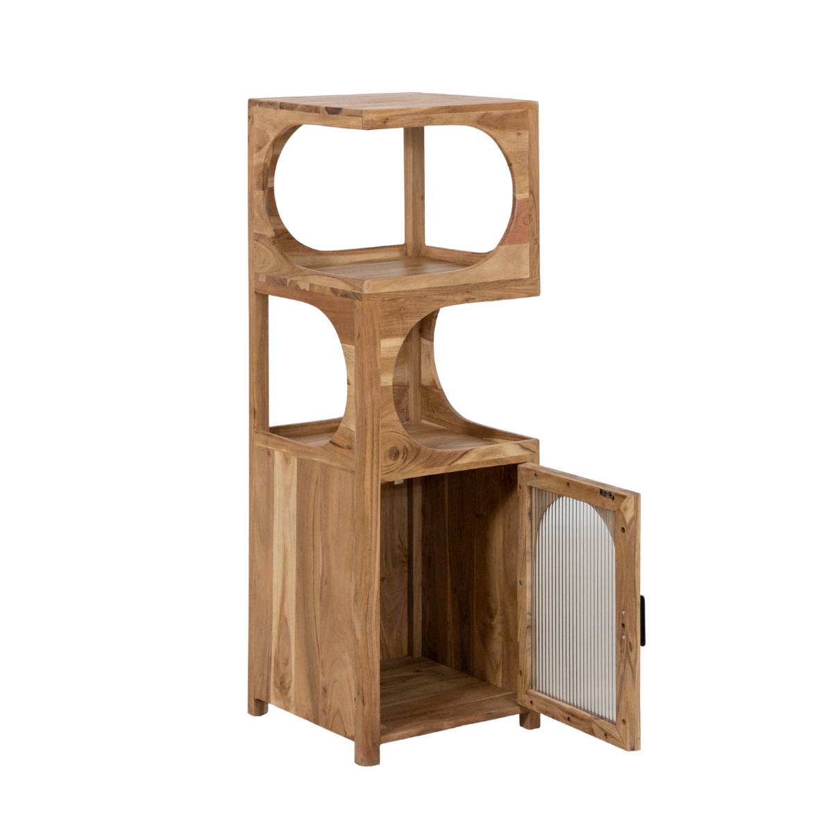 Colonne en bois d'acacia et verre EMYR bois clair, MADE IN MEUBLES