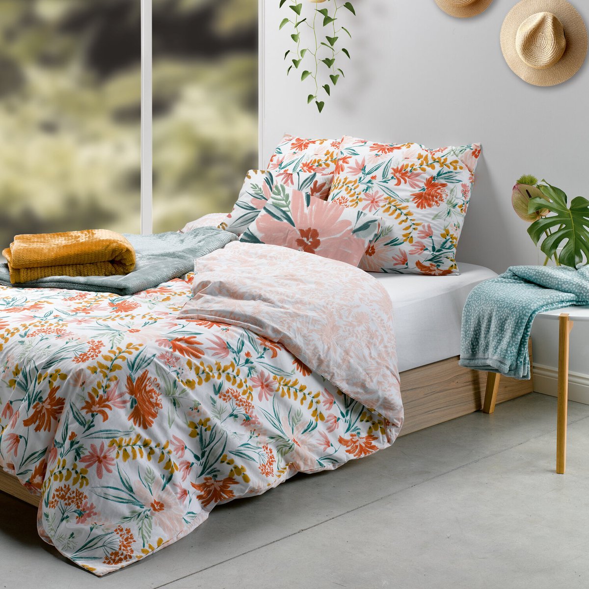 Parure imprimée avec housse de couette et taie(s) en coton, Marna blanc, C DESIGN HOME TEXTILE