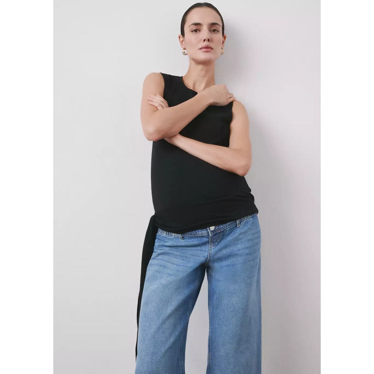 Jean large de grossesse bleu moyen, MANGO